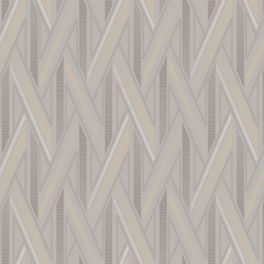 Сложный геометрический узор обоев LOYMINA российского производства исполнен с 3D эффектом на фоне теплого серого цвета в интерьере арт. QTR5 008